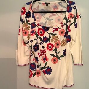 SPRING LADIES FLORAL & WHITE TOP TALBOTS X NWOT